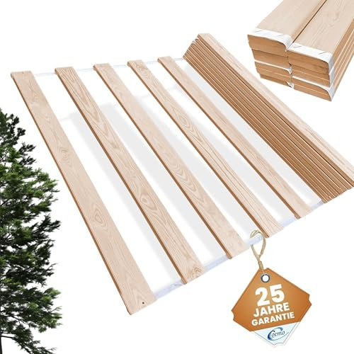 Rollrost 70x200 cm - 13 Leisten - extra starker Lattenrost aus Massivholz - belastbar bis 150 kg - Rolllattenrost für Einzelbett oder Doppelbetten