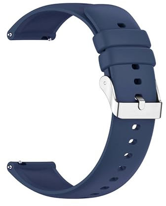 Foyscr Silicone Strap, Quick Buckle Waterproof Soft Strap, Blue Strap, Silver Stainless Steel Buckle, Men's and Women's Smartwatch Strap, Sport Watch Strap (Blue-20mm)