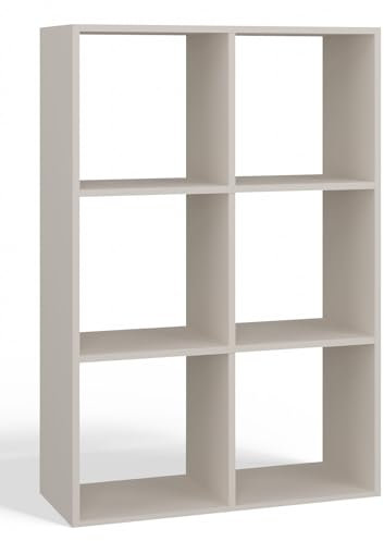 CDF Bücherregal Kaschmir (beige) – Regal für Bücher, Spielzeug – möbel ideal für Wohnzimmer, Kinderzimmer oder Jugendzimmer – standregal Malax 2x3