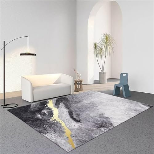AITROMNI Auslegware Teppichboden Anti Rutsch Teppich Indoor Wohnzimmer grau gelb Farbschema weich Gemustert 140X300CM