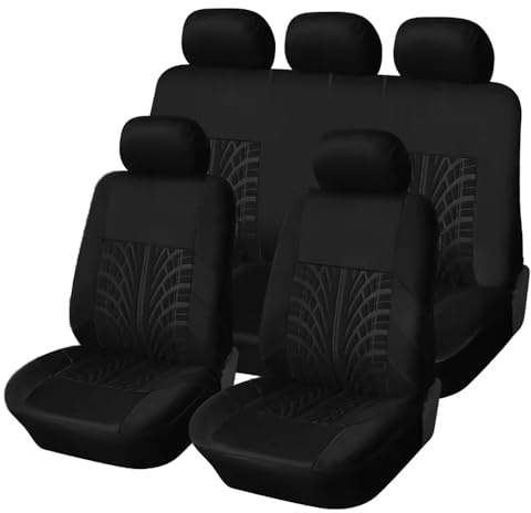 GaiHLi Autositzbezüge Sitzbezüge Auto für Ford Fiesta VII Mk7 2009-2017, Vordersitze Rückbank Autositzbezug Komplettset Autositzschoner Auto Zubehör Innenraum,BLACK-9PCS