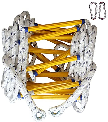 Escape Rope Ladder,Emergency Ladders 3-20M Fire Escape Soft Ladder Nylon Resin Climbing Ladder Non-Slip Flame Resistant Evacuation Ladder for Window Balcony Roof,/6M
