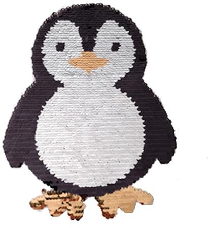 18,5cm Pinguin Wendepailletten Applikation Aufnäher Schwarz Silber Pink Winter
