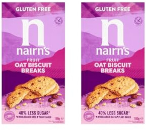 Fruit Oat Biscuit Breaks, 40% Less Sugar, Plant Based, 2 x 160g,Ideal for breakfast, afternoon tea, or any time snacking, offering a delightful crunch with every bite