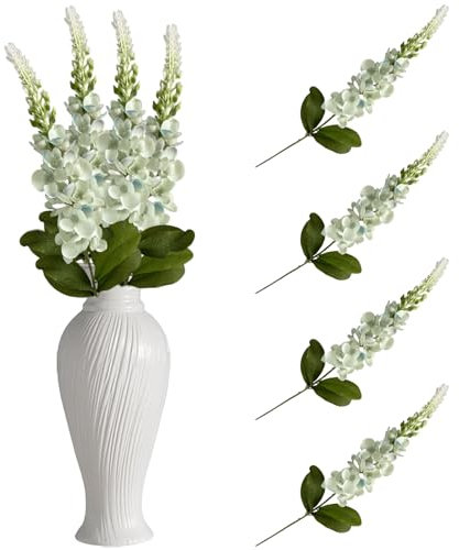 Decorative Artificial Flowers Faux Floral - Long Stem 4Pcs Fake Hyacinth for Wedding DIY Art Home 5601