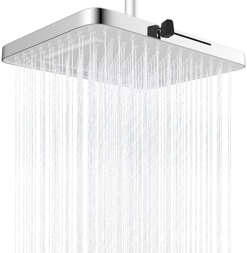 Hibbent 5 Spray Mode Rain Shower Heads, 13 Inch, White Panel