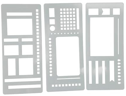 3 Stück Bullet Journal Zubehör, Journaling-Zubehör, Flexible Record Schablone Schablonenentwurfswerkzeuge-Journaling, Formschablone Set mit Quadraten für Journaling, Kalender, Checklisten