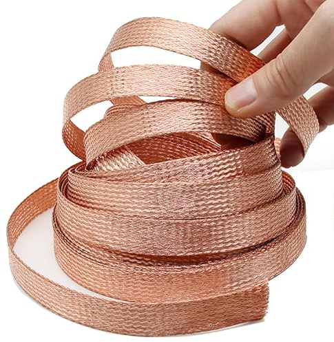 RISHORI Cinta Trenzada De Cobre, Correa De Tierra De Alta Resistencia, Sección 25mm² A 50mm², Longitud 1m, Cobre Conductivo Flexible para Cableado Eléctrico,25 Square Meters * 1 m