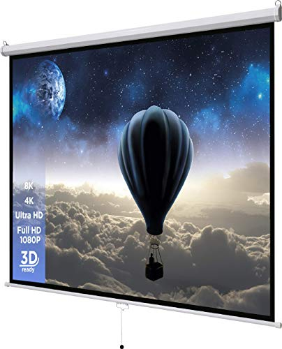 celexon Basic Écran de Projection Manuel 110 | 200x200 cm 1:1 | Écran Extensible Full-HD 4K pour Le Home Cinéma & présentations de Bureau | écran adapté au Montage au Plafond ou au Mur