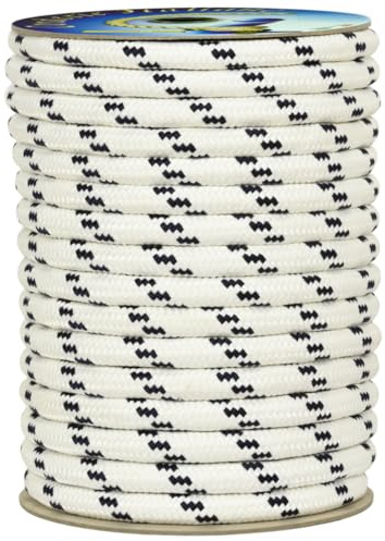 Corderie Italiane 001038917 Treccia mare multiuso giardino e fai da te, stabilizzato ai raggi U.V. resistente a intemperie e agenti atmosferici, 12 mm, 150 mt, colore bianco con spia blu
