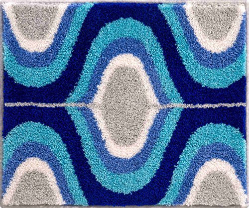 Grund KARIM RASHID Exklusiver Designer Badteppich 100% Polyacryl, ultra soft, rutschfest, ÖKO-TEX-zertifiziert, 5 Jahre Garantie, KARIM 18, WC-Vorlage o.A. 50x60 cm, blau