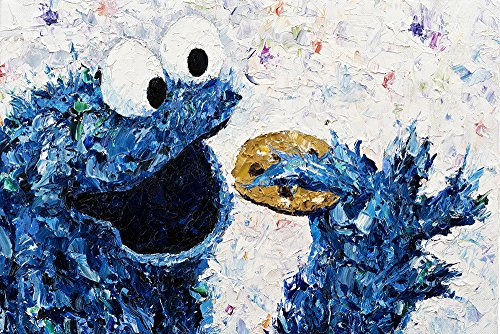Kay Schleusner Lecker Kekse - 60 x 40 cm/Kunstdruck/Druck auf Leinwand/Pop Art Krümel/Kinderzimmer/Keilrahmen bespannt/XXL/Monster/Print
