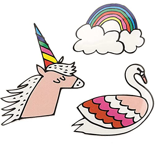 Rico Design Made by Me | Bügelmotiv Set Einhorn-Regenbogen-Schwan 4cm