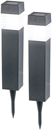Lunartec Gartenleuchten: 2er-Set Moderne Solar-LED-Wegeleuchten mit Dämmerungs-Sensor (Solarleuchten Wegeleuchten, Solarlampen-Set Garten, Gartenleuchte Standleuchte)