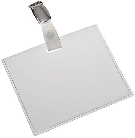 EUROPEL Porta badge con clip e fogli vuoti per carte d'identità, porta carte d'identità orizzontale per scuola, università, uffici ed eventi aziendali, mm, bianco, 90 x 60 mm, confezione da 24