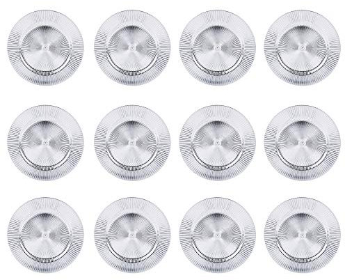 33cm Plastic Christmas Charger Plates (Silver - Starburst, 12)