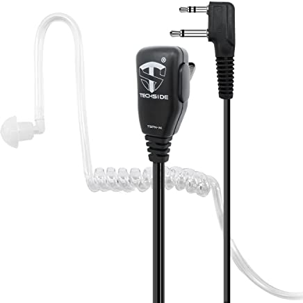 TechSide Microfono Auricolare Pneumatico Trasparente a 2 pin Midland | Per Radio ricetrasmittenti | Compatibile con G7 pro G8 G9 pro M24 M24 plus M48 M99 G6 XT G7 XTR | Vigilanza Sicurezza SoftAir
