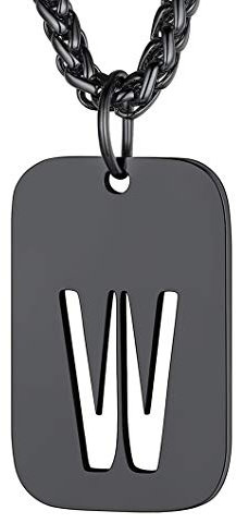 Richsteel Colgante Chapa Militar Iniciales Letras Personalizadas con Collar ajusatable de Acero