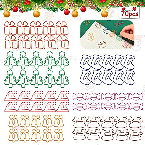 70 Stück Büroklammer weihnachten,Weihnachts Büroklammern Set,Metal Colourful Paper Clips,Lesezeichen Lustige Paperclip,Kinder Büroklammern,Deko Büroklammern,Tier Büroklammern,Kleine Büroklammern