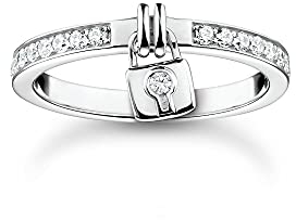 THOMAS SABO Damen Ring Schloss weiße Steine 925 Sterlingsilber TR2371-051-14