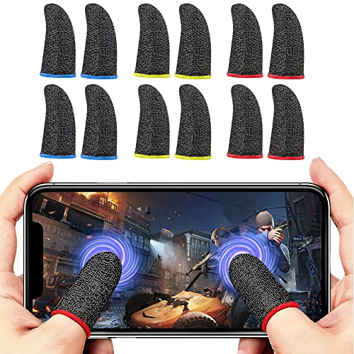 BORLTER CLAMP Handy-Gaming Finger Sleeve (12er Pack), PUBG Fingerabdeckung Schweißfest rutschfest Gaming-Daumenhülle für Touchscreen-Spiele