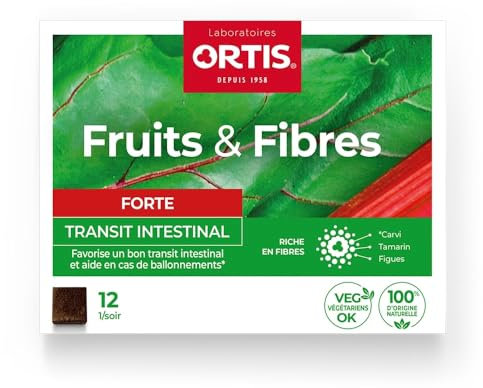 Ortis fruta y fibra fuerte tránsito intestinal 12 cubos masticables