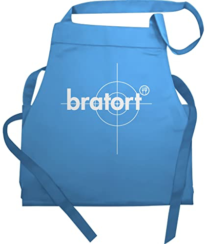 Schürze - Grillschürze - Erwachsene - Bratort Grill Geschenk I Grillmeister I Grill Fans - 60x87 - Hellblau - geschenke für hobbyköche kochschürze herren grillen mit aufdruck bäckerschürzen