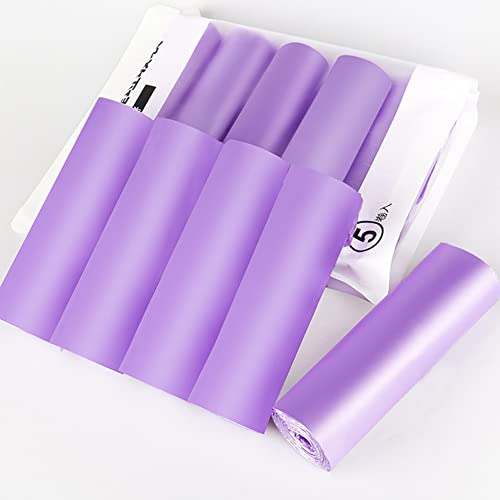 Lot de 5 rouleaux de sacs poubelle portables pour camping, festival, toilettes, maison propre, sac biodégradable, violet
