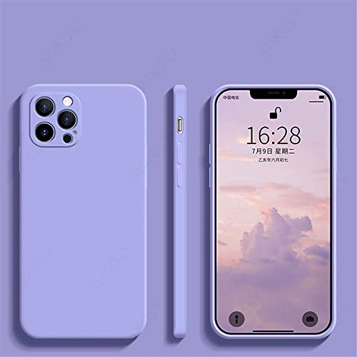 Luxus-Flüssigsilikonhülle für iPhone 13 11 12 Pro Max SE 2 2020 XS Max XR X 7 8 6 6S Plus Cover Soft Camera Protection Case, Clove Purple, für iPhone 13Pro MAX