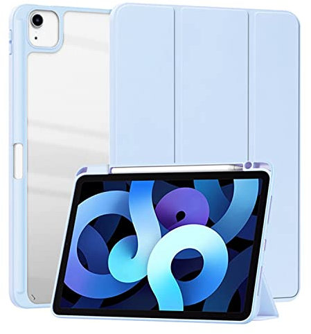 HUEZOE Funda Compatible con iPad Air 5 2022/iPad Air 4 2020 y iPad Pro 11 2021/2020/2018, Smart Cover con Carcasa rígida de acrílico con portalápices, función de Reposo automática, Azul
