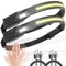 UNBON Stirnlampe LED Wiederaufladbar, 2 Stück LED Kopflampe Stirnlampe Aufladbar Extrem Hell mit 5 Lichtmodi 230 Grad Bewegungsmelder Leichte Wasserdichte Stirnlampe USB C für Laufen Joggen Angeln