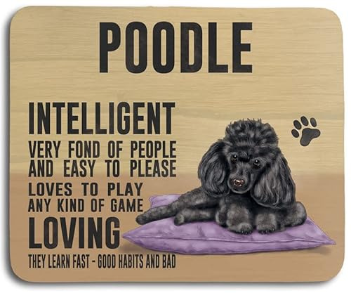 The Original Metal Sign Mouse Mat - Dog Characteristics: Poodle, Black