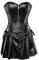 Grebrafan Damen Reißverschluss Korsett Kunstleder Corsage Rock (EUR(50-52) 7XL, Schwarz)