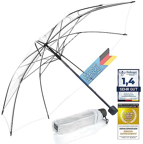 GOODS+GADGETS Parapluie transparent, parapluie blanc en bâton Parapluie élégant en transparent - The Fashion-Highlight (Parapluie de poche)