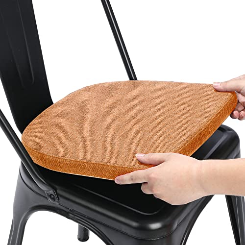 BUYUE Cojín magnético de tela tejida de 14 x 14 pulgadas para silla de metal, 1 pieza, almohadilla antideslizante mejorada para comedor, cocina, cafetería, silla apilable (forma de U, naranja, 1