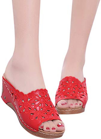 Orthopädische Sandalen Damen Keilabsatz Elegante Hausschuhe Slipper Damen Bohemian Peeptoe Slides Sommerschuhe Damen Outdoor Mit Absatz Plattform Riemen Pantoletten Orthopädische Sandalen