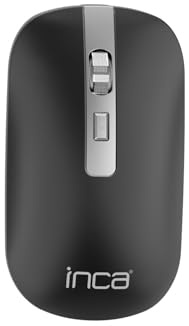 İnca IWM-531RA Kabellose Maus – Bluetooth 5.1 & 2,4 GHz Dual-Modus, Wiederaufladbar, 800–1600 DPI, Silent-Tasten, Flaches Design, Wiederaufladbar Schwarz/Silber für PC & Laptop, Windows kompatibel