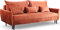 WFL GROUP Sofa mit Bettkasten - Samt Schlafsofa mit Schwarze Holzbeine - 3 Sitzer Sofa Couch mit Schlaffunktion Bettfunktion Skandinavisch Polstergarnitur - Orange