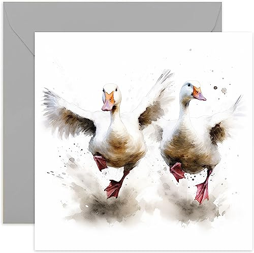Old English Co. Grußkarte zum Geburtstag mit Aquarell-Enten, niedliche Geburtstagskarte für Mama, Oma, Sie – Wildtier-Kunstkarte zum Denken an Sie, Dankeschön, einfach so, blanko Innenumschlag
