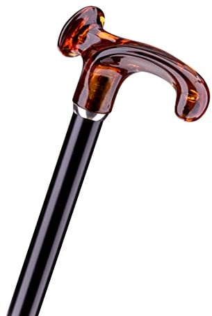 Gehstock Relax OSTSEE Gold, anatomischer Griff Bernstein- Optik, Metallstock schwarz, verstellbar 78-100 cm, Stabiler Gummipuffer., Tragerichtung:Links