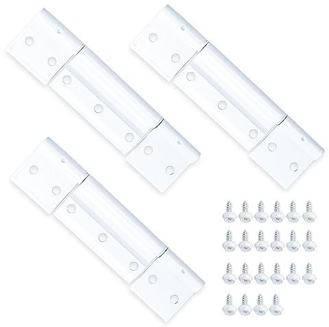 Paquete de 3 bisagras de puerta mosquitera, aluminio blanco de 1/8 pulgadas. Bisagra central ranurada/bisagra de puerta de tormenta compatible con la mayoría de puertas de pantalla