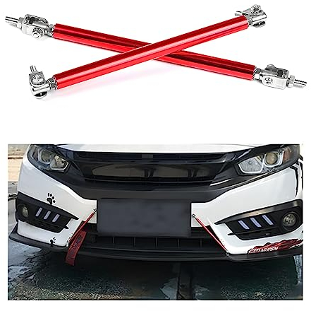 JNNJ 2Pcs Front Splitter Lip Stützstangen, Strebe Lippe-Splitter Rod Frontstoßstange Modifikation, Universal Auto Verstellbare Federbeinstange Spurstangen(Rot)