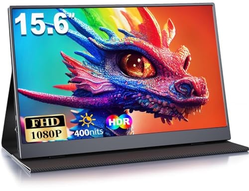 MOMODS Monitor Portatile, 15.6 Pollici Schermo Portatile, 1920x1080 FHD, Portable Monitor con Mini HDMI/USB-C, per Laptop, PC, Mac