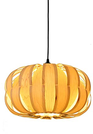 MODEBHD Holzmaterial Bambus Pendelleuchte 40 cm Durchmesser Handgewebter Kronleuchter Japanische einfache Laterne Hängelampe Kreative Heimdekoration Deckenlampe Energiesparende Leuchte