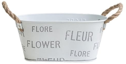 DIKACA Pflanz Topf Blumentopf Wohnkultur Aufbewahrungstopf Für Blumen Verzinkte Vase Verzinkte Milchkanne Garten Blumentopf Sukkulententopf Aus Metall Weiß Wanne Eisen Drinnen Büro