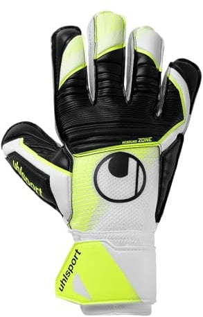 uhlsport Soft Advanced, Kinder und Erwachsene Torwarthandschuhe, Blanc/Jaune Fluo/Noir, 9 -