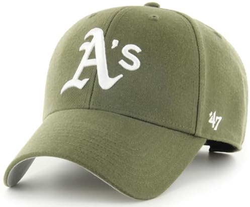 47 MLB Sandelholz Green Primary Logo MVP Structure verstellbare Mütze für Erwachsene, Einheitsgröße, Oakland Athletics Sandelholzgrün, Einheitsgr��e