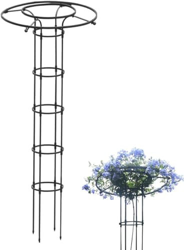 Obélisque de Jardin,Arche Rosiers Pergola,Support Tuteur Métal Colonne pour Plantes Grimpantes Obélisque de Jardin Treillis Grimper Légumes & Fleurs et Fruits (Color : Black, Size : 120cm/47.2in)