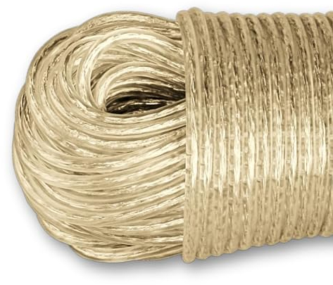 homeXpert Wäscheseil/Wäscheleine extra stark 40m mit Vollstahleinlage 2,7 mm transparent ummantelt, Wäscheleine mit stahlkern, Ersatzleine für Wäschespinne, Garten, Outdoor, Camping, Reisen und Balkon