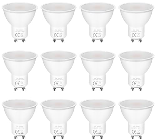 GU10 LED Warmweiss Lampe 5W 3000K 400 Lumen Glühbirnen,Ersetzt 50W Halogen Leuchtmittel,GU 10 LED Warmweiss Nicht Dimmbar,Kein Flackern Strahle,Abstrahlwinkel 120° Reflektorlampen,AC 220-240V,12 Stück